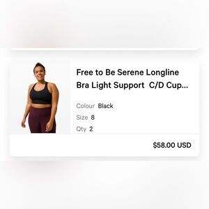 lululemon athletica Black Sports Bra